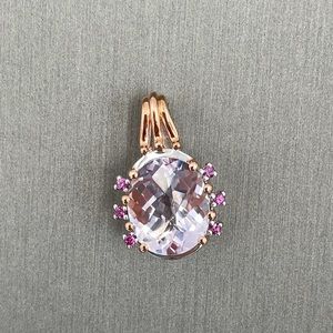 Amethyst pendant silver and rose gold 2 tone